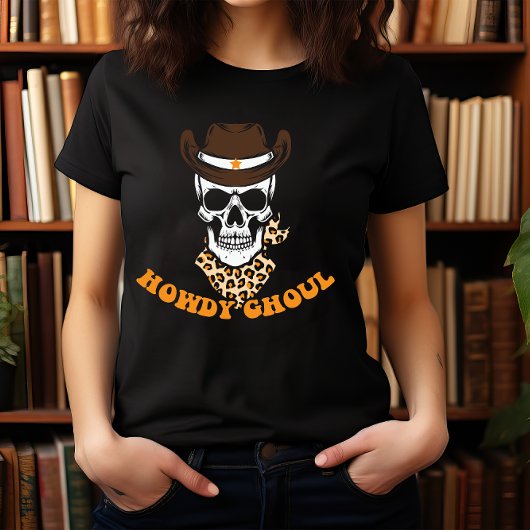 HALLOWEEN HOWDY GHOUL COWBOY SKULL T-SHIRT