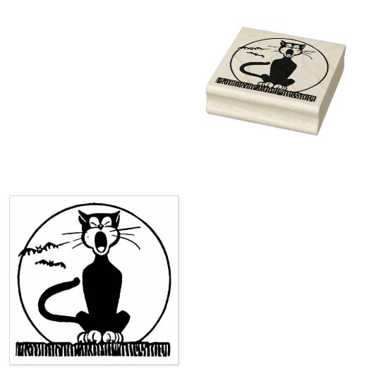  HALLOWEEN HOWLNG CAT-RUBBERSTEMP RUBBERSTEMPEL (Gestempeld)