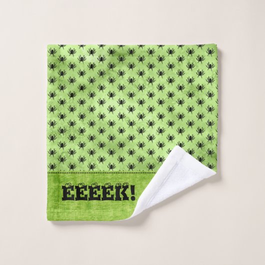 Halloween Huge Spider Pattern Green Grunge Bad Handdoek (Wasdoekje)