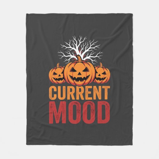 Halloween Huidige Stemming Pompoen Boom Ontwerp Fleece Deken (Voorkant)