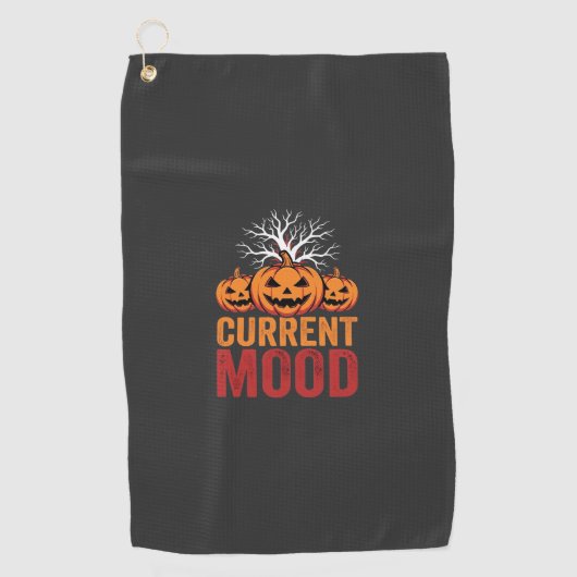 Halloween Huidige Stemming Pompoen Boom Ontwerp Golfhanddoek (Voorkant)