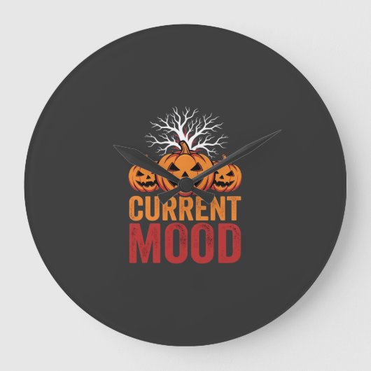 Halloween Huidige Stemming Pompoen Boom Ontwerp Grote Klok (Voorkant)