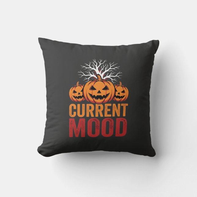 Halloween Huidige Stemming Pompoen Boom Ontwerp Kussen (Voorkant)