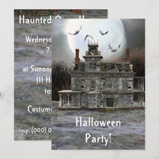 Halloween Huis 5 x 7 Uitnodiging (Voorkant / Achterkant)