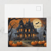  Halloween Huis en Volle Maan Feestdagenkaart (Voorkant / Achterkant)