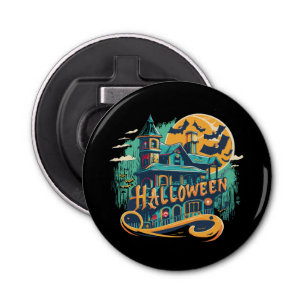  Halloween huis met geest Button Flesopener