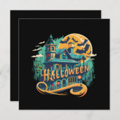  Halloween huis met geest Kaart (Voorkant / Achterkant)