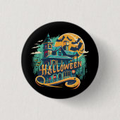  Halloween huis met geest Ronde Button 3,2 Cm (Voorkant)