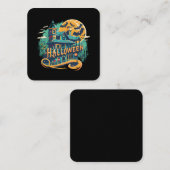  Halloween huis met geest Vierkante Visitekaartje (Voorkant / Achterkant)