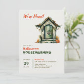 Halloween Huis Warming Monster Digs Waterverf Kaart (Staand voorkant)