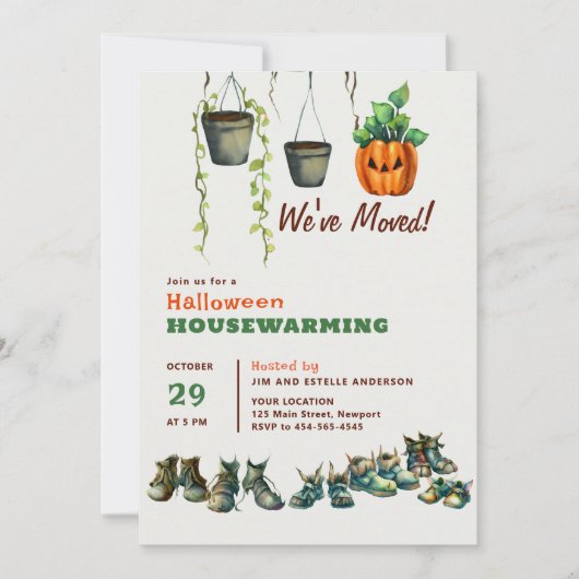 Halloween Huis Warming Monster Schoenen Planten Gr Kaart (Voorkant)