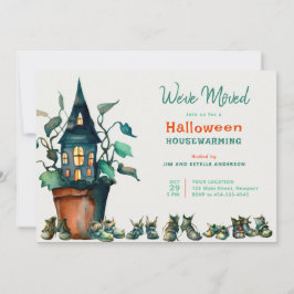 Halloween Huis Warming Nieuw Adres Schoenen Plant Kaart
