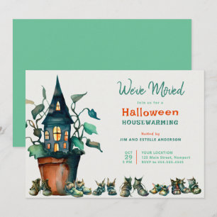 Halloween Huis Warming Nieuw Adres Schoenen Plant Kaart