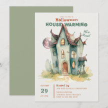 Halloween Huis Warming Nieuw Huis Roze Maan Kunst