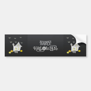 Halloween huis, zwarte katten, vleermuizen, pompoe bumpersticker