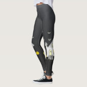 Halloween huis, zwarte katten, vleermuizen, pompoe leggings (Links)