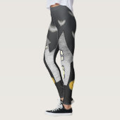 Halloween huis, zwarte katten, vleermuizen, pompoe leggings (Links)