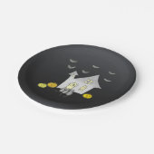 Halloween huis, zwarte katten, vleermuizen, pompoe papieren bordje (Gekanteld)