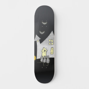 Halloween huis, zwarte katten, vleermuizen, pompoe persoonlijk skateboard