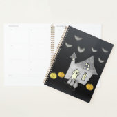 Halloween huis, zwarte katten, vleermuizen, pompoe planner (Display)