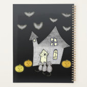Halloween huis, zwarte katten, vleermuizen, pompoe planner (Achterkant)