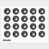 Halloween huis, zwarte katten, vleermuizen, pompoe ronde sticker (Vel)