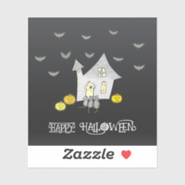 Halloween huis, zwarte katten, vleermuizen, pompoe sticker