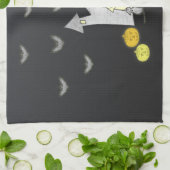 Halloween huis, zwarte katten, vleermuizen, pompoe theedoek (Gevouwen)