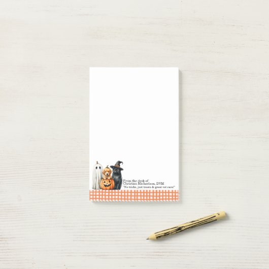 Halloween Huisdieren Veterinaire Aangepaste Naam Post-it® Notes (Op bureau)