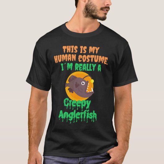 Halloween Human Costum Creepy Anglerfish Sea Creat T-shirt (Voorkant)