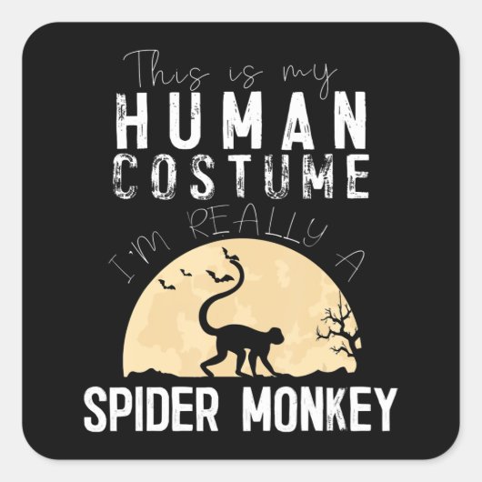 Halloween Human Spider Monkey Creepy Horror Vierkante Sticker (Voorkant)