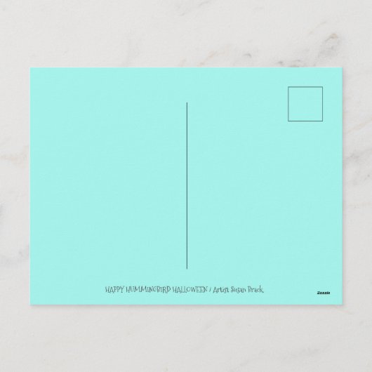 HALLOWEEN HUMMINGBIRD EN JACK O LANTERN WHIMSY FEESTDAGENKAART (Achterkant)