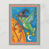 HALLOWEEN HUMMINGBIRD EN JACK O LANTERN WHIMSY FEESTDAGENKAART (Voorkant)