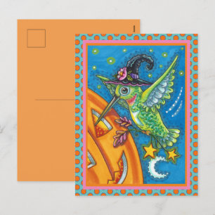 HALLOWEEN HUMMINGBIRD EN JACK O LANTERN WHIMSY FEESTDAGENKAART