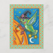 HALLOWEEN HUMMINGBIRD EN JACK O LANTERN WHIMSY FEESTDAGENKAART (Voorkant)