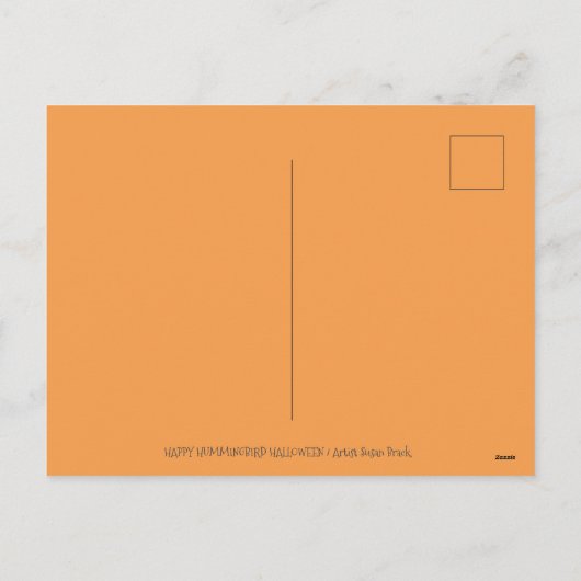 HALLOWEEN HUMMINGBIRD EN JACK O LANTERN WHIMSY HOL FEESTDAGENKAART (Achterkant)