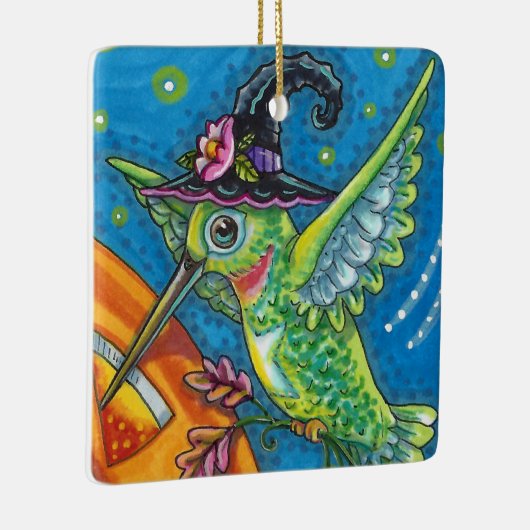 HALLOWEEN HUMMINGBIRD, JACK O LANTERN WHIMSY Blank Keramisch Ornament (Rechts)