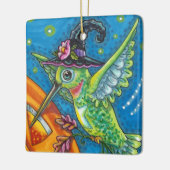 HALLOWEEN HUMMINGBIRD, JACK O LANTERN WHIMSY Blank Keramisch Ornament (Links)