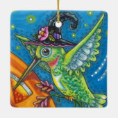 HALLOWEEN HUMMINGBIRD, JACK O LANTERN WHIMSY Blank Keramisch Ornament (Achterkant)