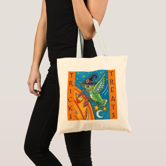 HALLOWEEN HUMMINGBIRD, JACK PUMPKIN TRICK OR TREAT TOTE BAG (Voorkant (product))