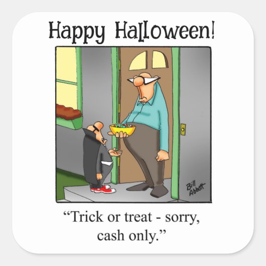 Halloween Humor "Cash Only" Sticker (Voorkant)