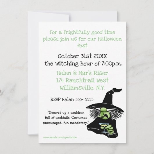 Halloween Humor Party Invitations "Spectickles" Kaart (Achterkant)