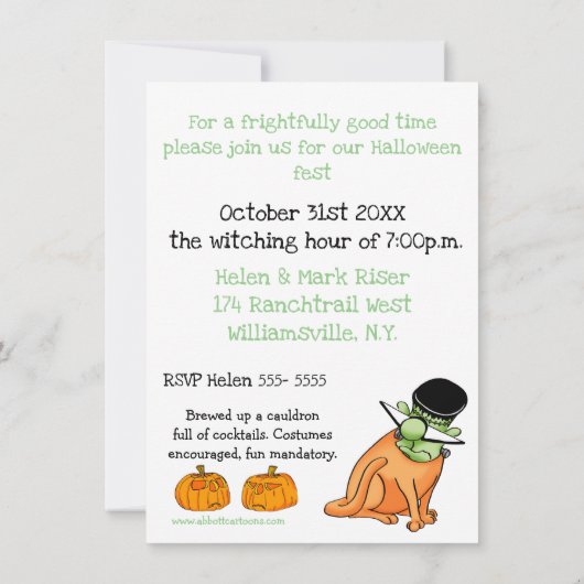 Halloween Humor Party Invitations "Spectickles" Kaart (Achterkant)