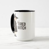 Halloween Humor zwart en wit heks Mok (Voorkant links)