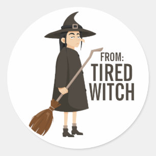 Halloween Humor zwart en wit heks Ronde Sticker