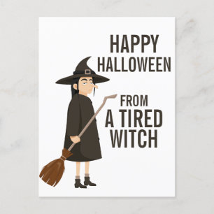 Halloween Humor zwart-wit heks Feestdagenkaart