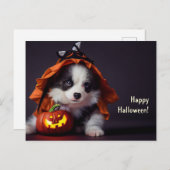 Halloween Hund. Welpe mit Kürbissen. Niedlich. Briefkaart (Voorkant / Achterkant)
