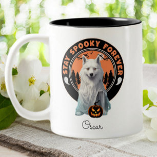 Halloween Husky Ghost Stay Spooky gepersonaliseerd Tweekleurige Koffiemok