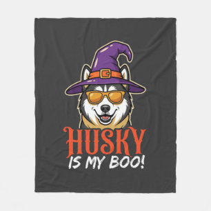 Halloween Husky Is My Boo Heksenhoed Fleece Deken