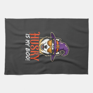 Halloween Husky Is My Boo Heksenhoed Theedoek